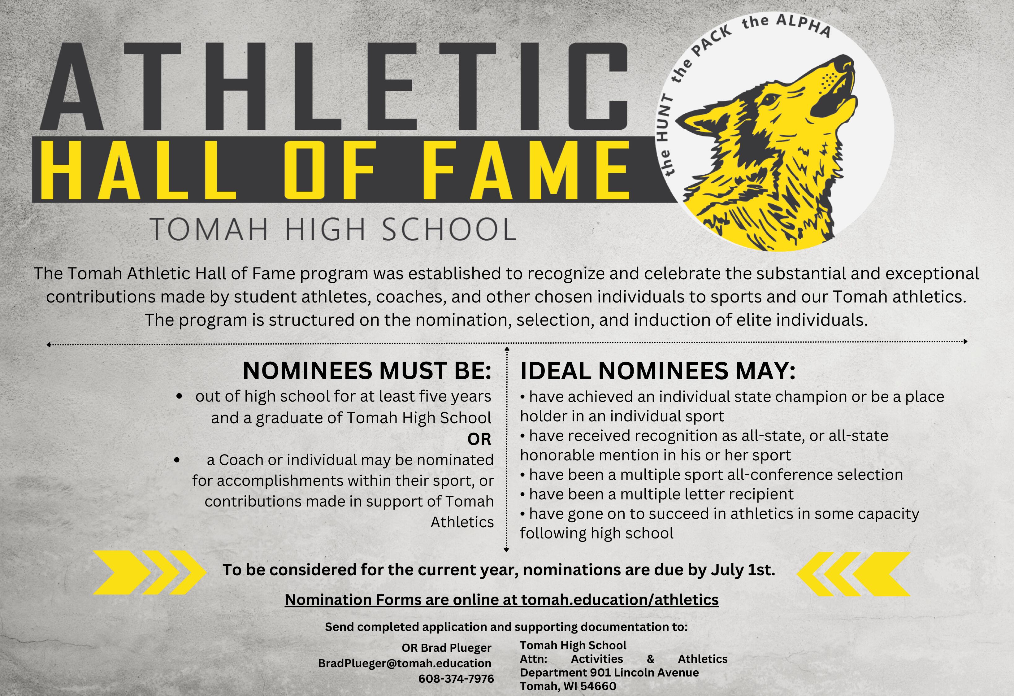Athletic Hall Of Fame Nominations Open