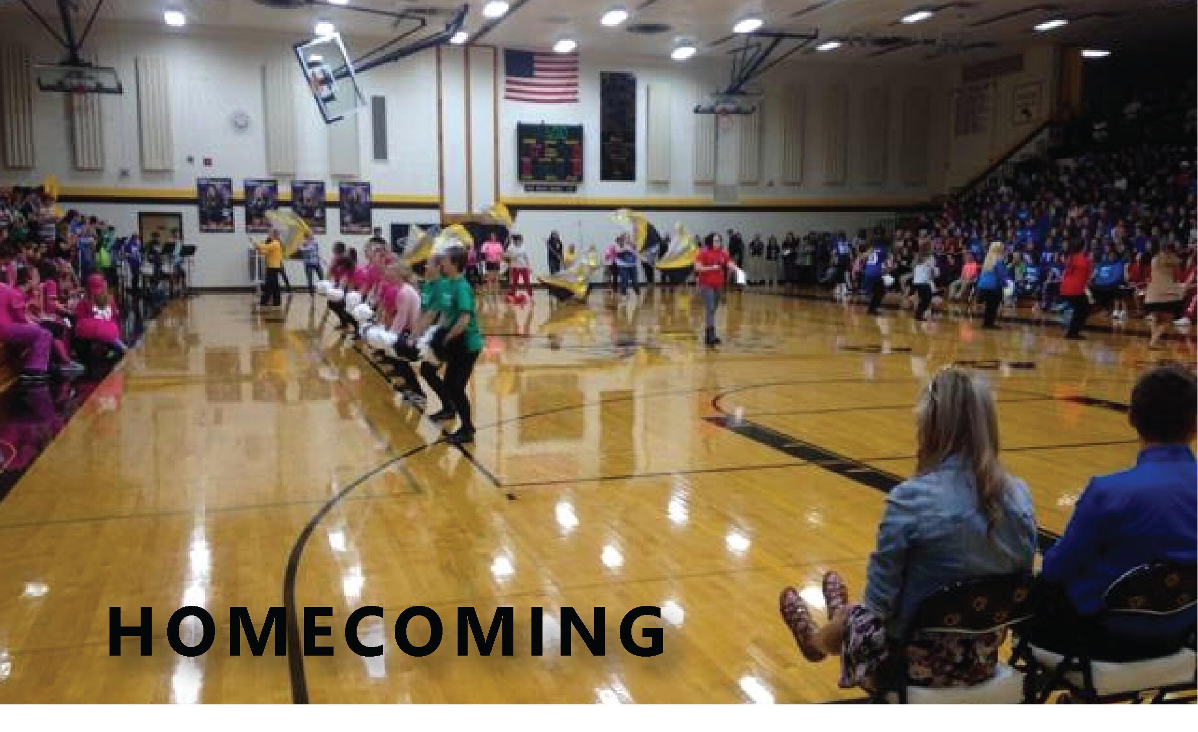 Students at gym for homecoming
